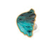 Peruvian Opal wing ring with gold bezel and silver band