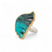 Peruvian Opal wing ring with gold bezel and silver band