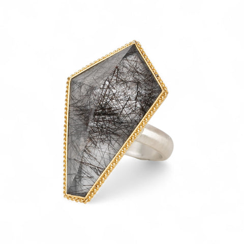 Quartz Ring in Sterling Silver and 18k Gold