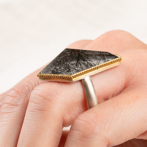 Quartz Ring in Sterling Silver and 18k Gold