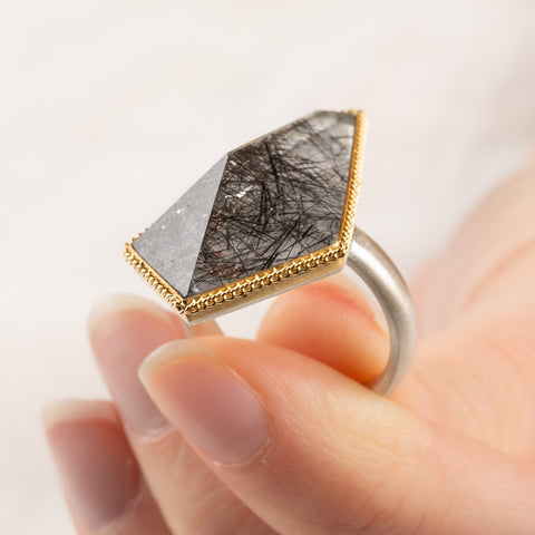 Quartz Ring in Sterling Silver and 18k Gold