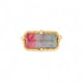 Handcrafted gold ring with a watermelon tourmaline gemstone and gold band on a white background