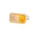 Gold and silver ring with a rectangular citrine stone on a white background