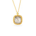 Gold necklace with a diamond pendant on a white background