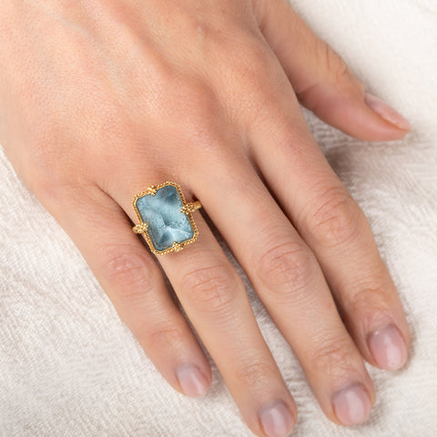 Speckled Aquamarine Ring