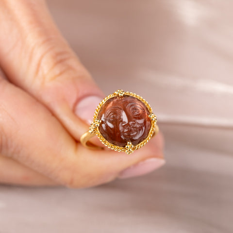 Carved Sun Face Ring