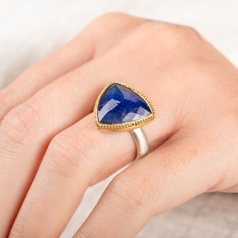 Tanzanite Ring in Sterling Silver and 18k Gold