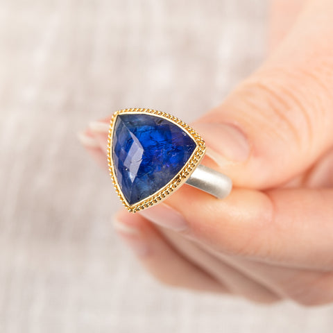 Tanzanite Ring in Sterling Silver and 18k Gold