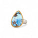 Turquoise teardrop ring with gold bezel and sterling silver band