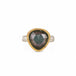 Handcrafted watermelon tourmaline ring with an 18k gold bezel and sterling silver band