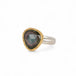 Handcrafted watermelon tourmaline ring with an 18k gold bezel and sterling silver band