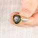 Handcrafted watermelon tourmaline ring with an 18k gold bezel and sterling silver band