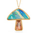 Gold necklace with a mushroom pendant featuring opal and spessartite stones.
