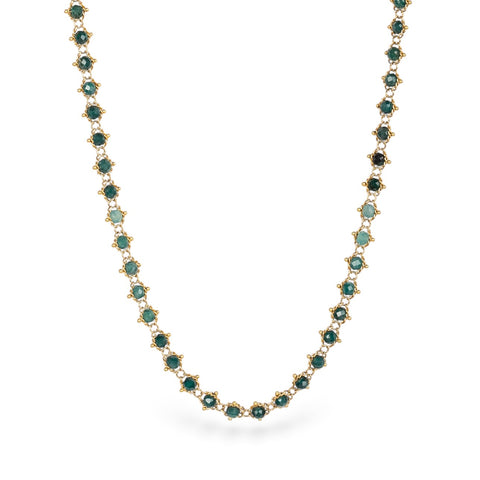 Woven Gradient Grandidierite Necklace in 18k Gold