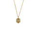 Gold necklace with a diamond pendant on a white background