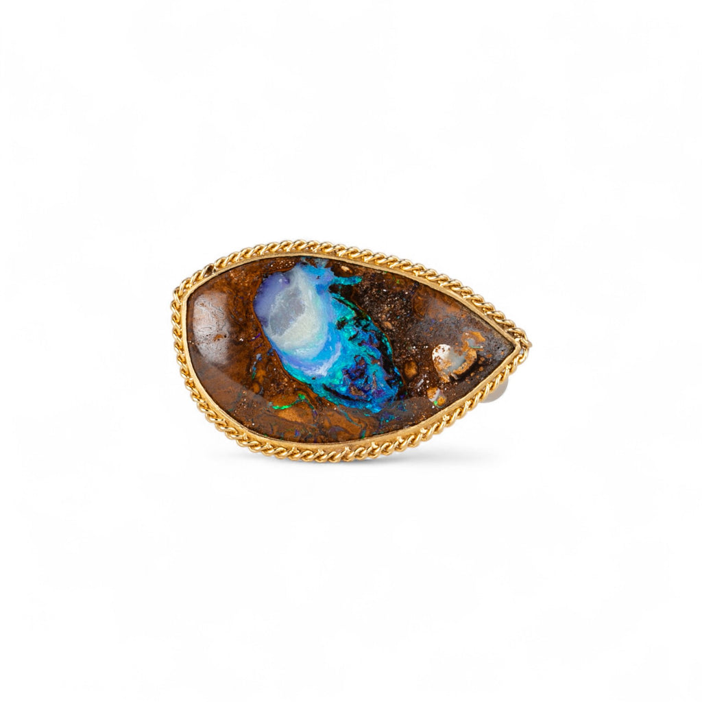 Yowah Nut Opal Ring in Sterling Silver and 18k Gold – Amáli Jewelry