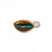 Yowah nut opal ring with a gold setting and silver band on a white background