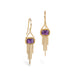 Handcrafted 18k gold earrings featuring amethyst gemstones and a gold tassel adornment