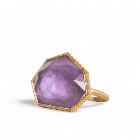 Geometric Amethyst Ring