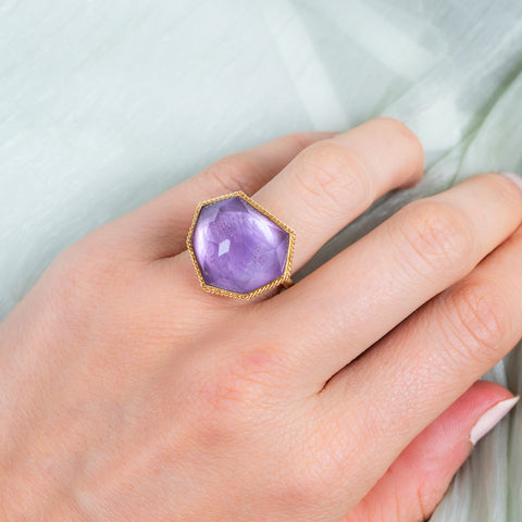 Geometric Amethyst Ring