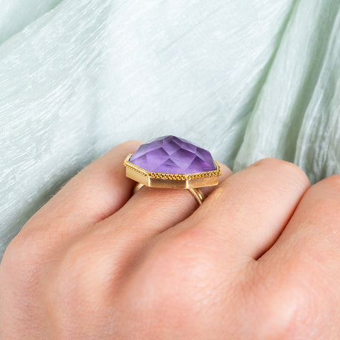Geometric Amethyst Ring