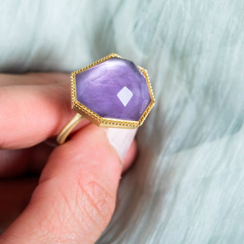 Geometric Amethyst Ring