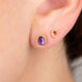Purple amethyst stud combined with other stud