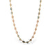Close up of aquamarine and morganite necklace