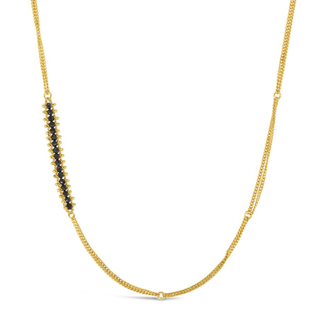Black Diamond Asymmetrical Row Necklace in 18k Gold