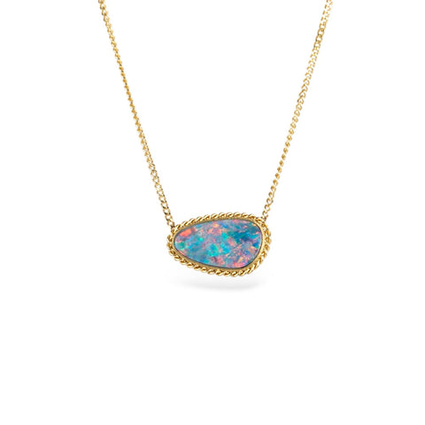 Australian Opal Doublet and Gold Necklace