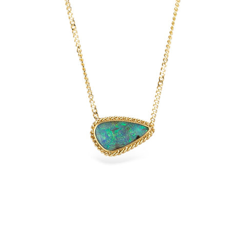 Australian Opal Doublet and Gold Necklace
