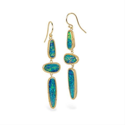 Australian opal and 18k gold earrings