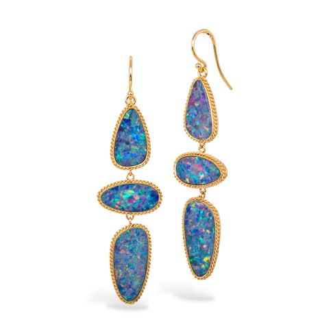 australian opal earrings on white