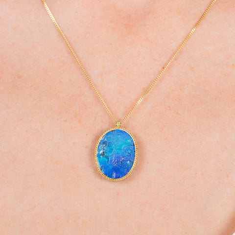 Australian Opal doublet necklace on model