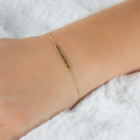 Champagne Diamond Bead Row Bracelet in 18k Gold