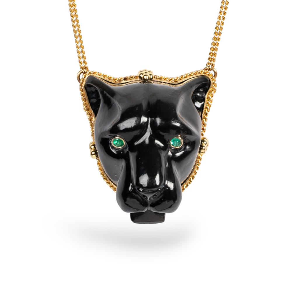 Obsidian Black Panther Necklace Am li Jewelry