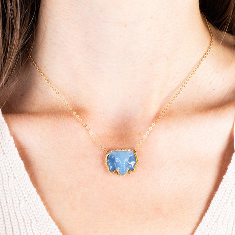 Blue Opal Elephant on a model