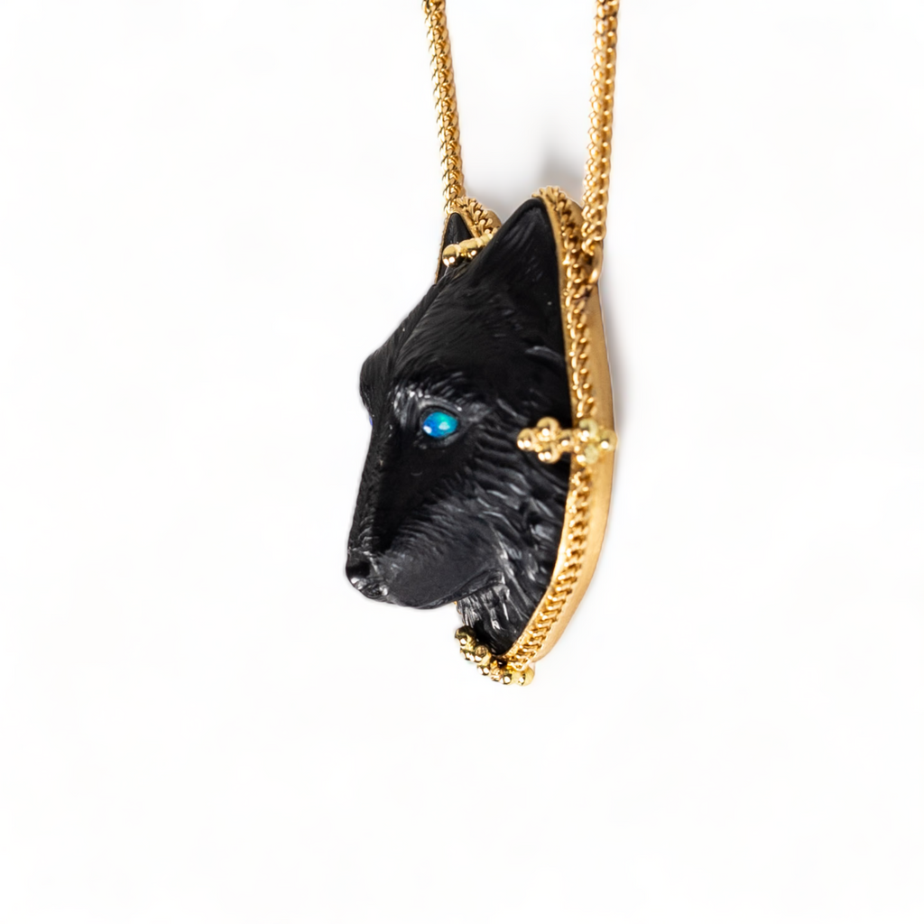 Black Onyx Wolf Necklace – Amáli Jewelry