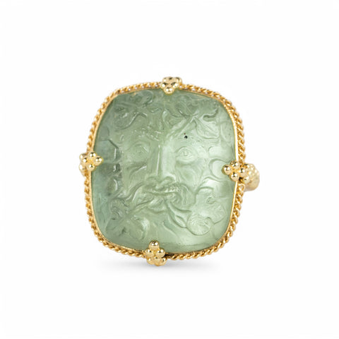 Carved Green Beryl Ring