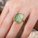 Carved Green Beryl Ring on model