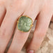 Carved Green Beryl Ring on model