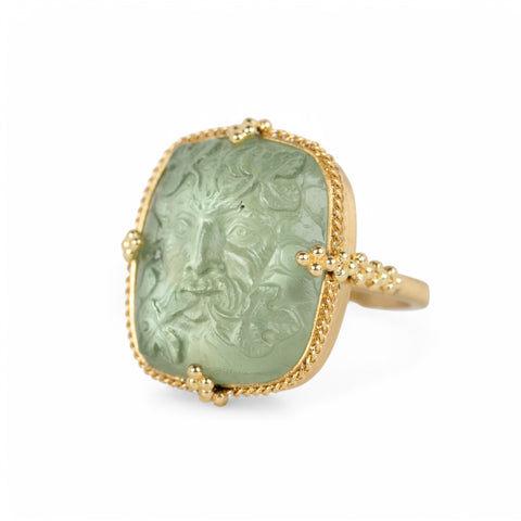 Carved Green Beryl Ring