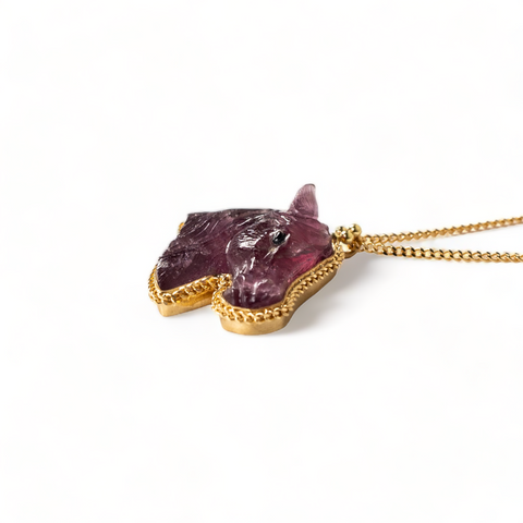 Tourmaline horse necklace side view