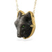 Carved Obsidian Wolf and Gold Necklace