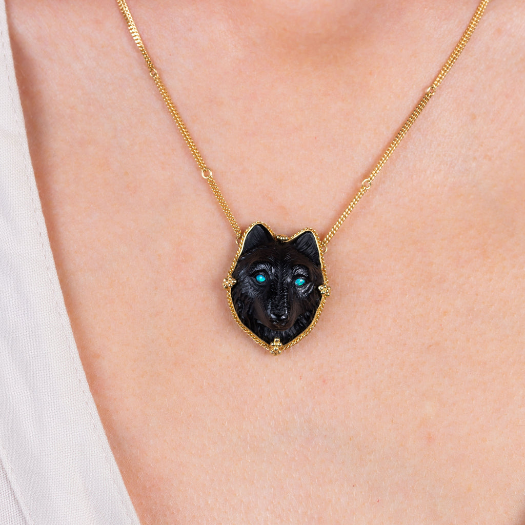 Black Onyx Wolf Necklace – Amáli Jewelry