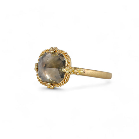 Champagne diamond ring side view