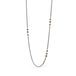 Oxidized silver and gold necklace with Labradorite on white background