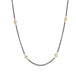 Silver Diamond Textile Necklace in Oxidized Silver and 18k Gold