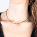Pearl Petite Stone Necklace in Oxidized Silver and 18k Gold
