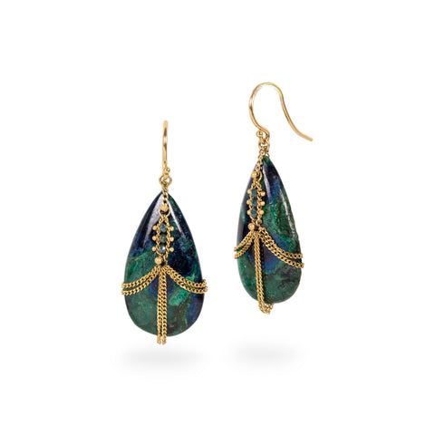 Draped Azurite with Malachite earrings